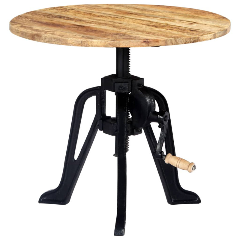Table d'appoint en bois de manguier massif et fonte 23,6 po, Brun clair, H 24,8 po x l 23,6 po x P 23,6 po