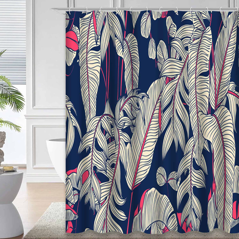 Rideau de douche à 12 crochets Tropical Plants, L 72 po x l 84 po
