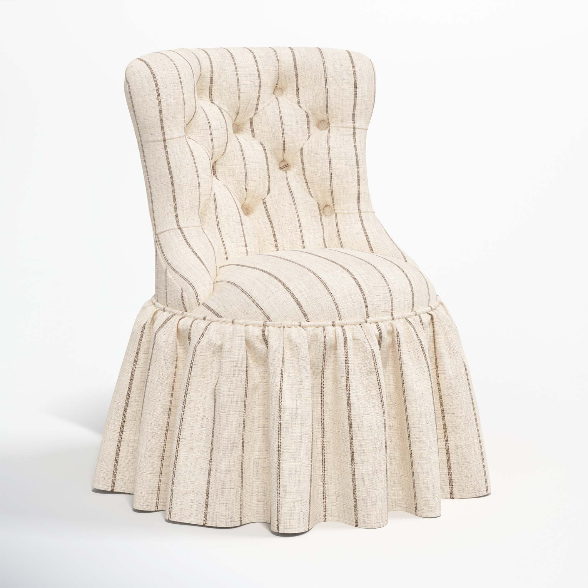 Minnie Upholstered Side Chair, Fritz Charcoal Stripe