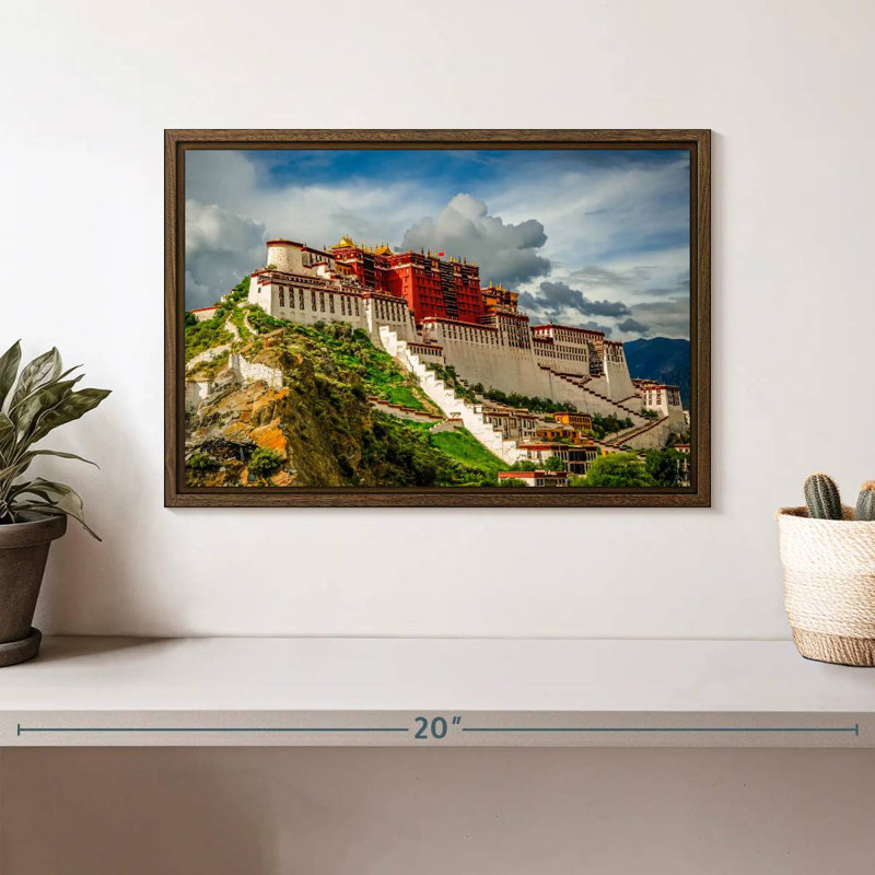 Palais du Pocala, Tibet, 13 po x 9 po, Cadre flottant noyer