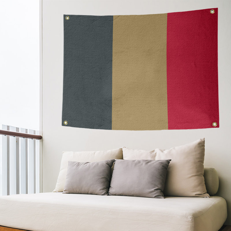 Tapisserie de polyester Las Vegas, H 59 po x l 80 po x P 2 po, Gris acier / doré / rouge