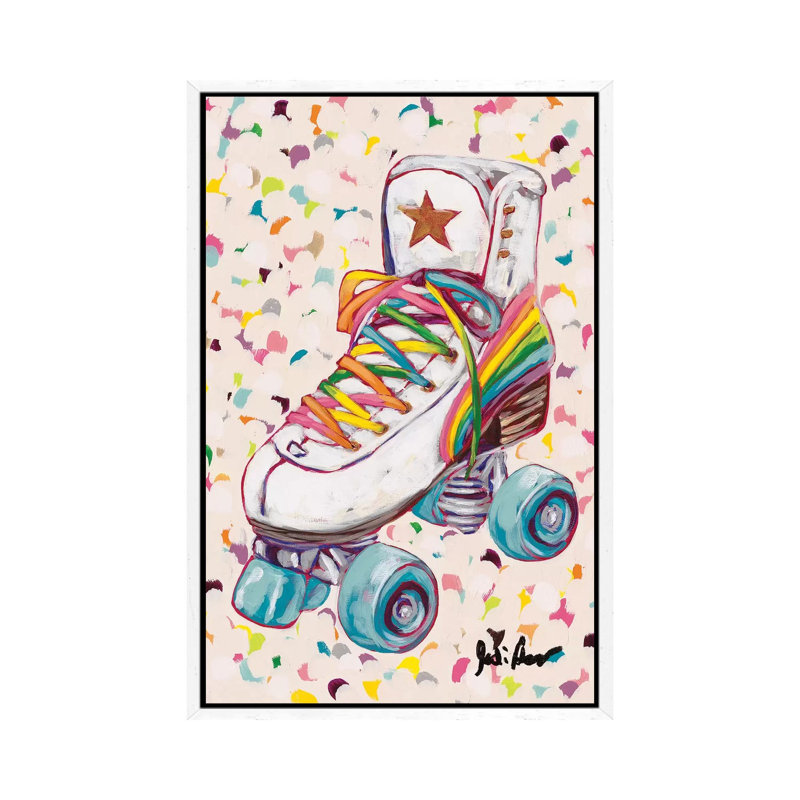 Retro Rainbow 1 Piece Painting on Canvas, 152.4cm H x 101.6cm W x 3.81cm D, White Framed