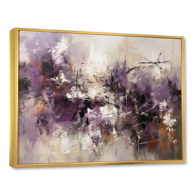 Modernist Expressions V - Décoration murale abstraite de style Mid-Century, H 30 po x l 40 po x P 1,5 po, Cadre flottant doré