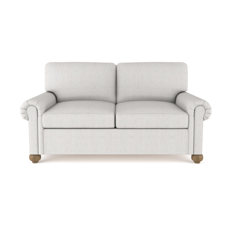 Leroy Loveseat, Weathered, Plush Velvet Alabaster, 36" H x 72" W x 43" D