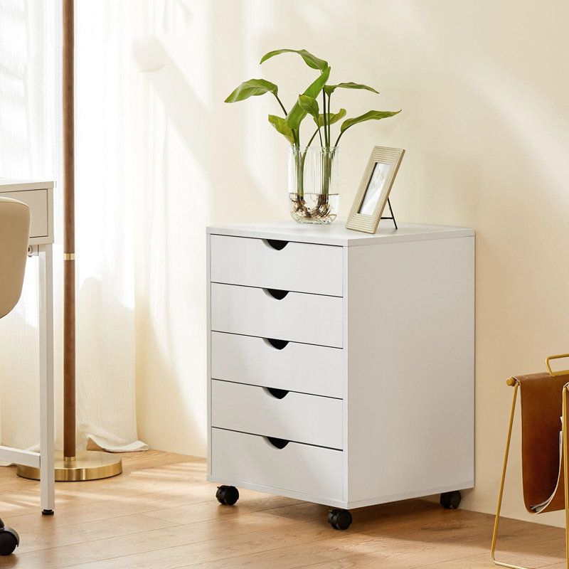18'' Wide 5 -Drawer Mobile File Cabinet, White