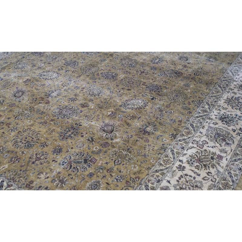 Tapis beige et brun noué à la main de haute qualité