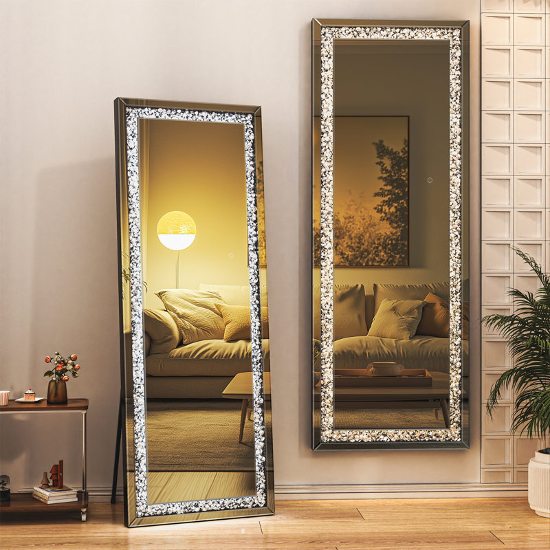 Miroir en cristal à DEL pleine longueur Crystal Crush, 61 po x 20 po