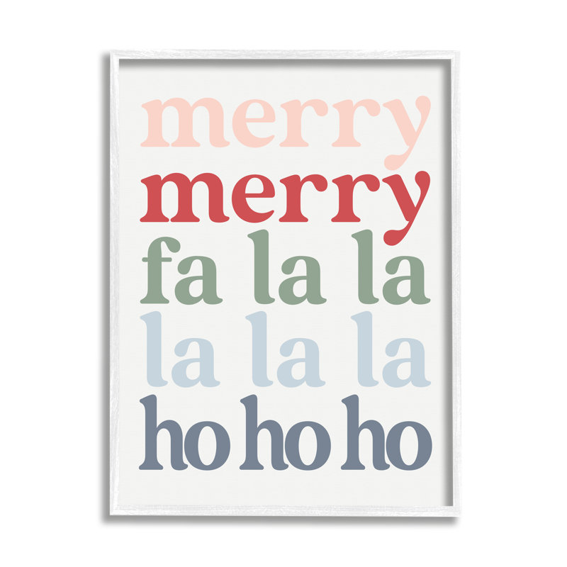 Merry Fa-La-La, H 20 po x l 16 po x P 1,5 po, Giclée encadrée blanc bord de mer