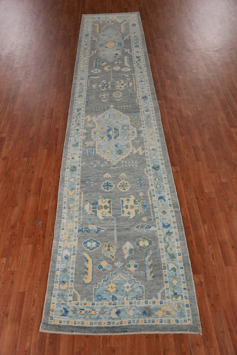 Isabelline Vegetable Dye Gray Oushak Turkish Runner Rug 3x15 | Wayfair