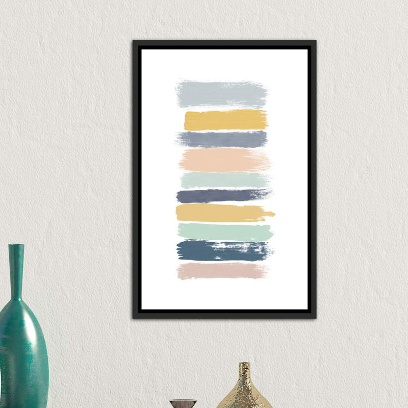 « pastel rayures »-« painting prints », reproduction d’art, H 40 po x l 26 po x P 1,5 po, Toile avec cadre noir