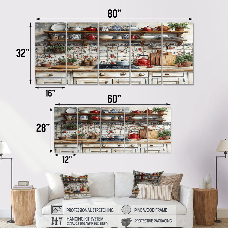 «Gray Country Kitchen Rustic Charm II», ensemble d'art mural, H 28 po x l 60 po