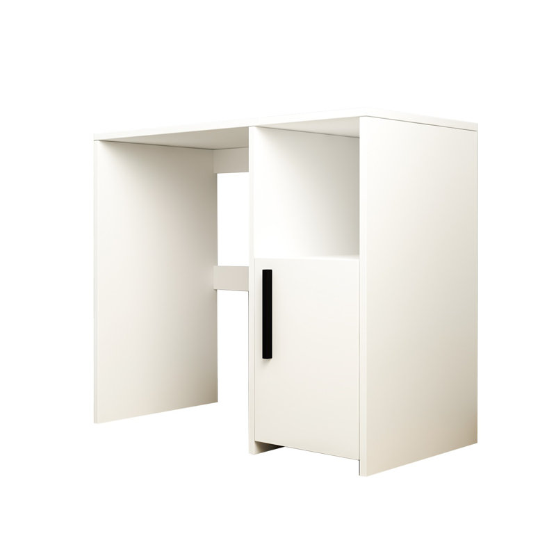 Modern White Study Desk, 35.4 x 30.6 x 17.7 inches | 100% Melamine Coated Particle Board, Thickness: 0.7 inches | Sleek Solid Color Design, Perfect for Home Office & Study Spaces, Durable & Stylish