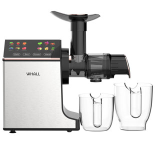 WHALL Cold Press Juicer – Easy-to-Clean Masticating Juicer with Touch Screen, Stainless Steel Design | Quiet 2-Speed Juice Extractor for Fruits & Vegetables | Includes Cleaning Brush | Silver Finish