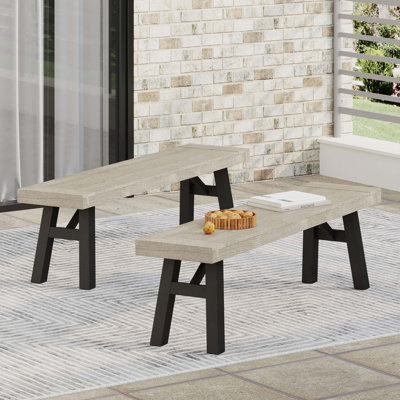 Poirier Outdoor Wooden Picnic Bench by 17 Stories