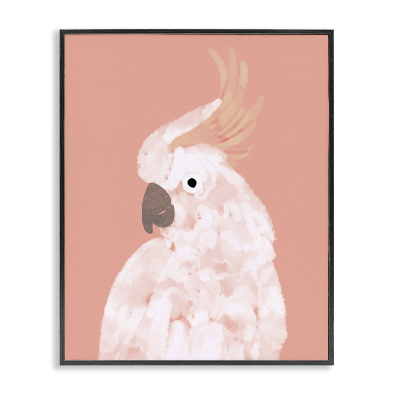 Cockatiel Print on Pink Canvas with Black Frame, 11 x 14
