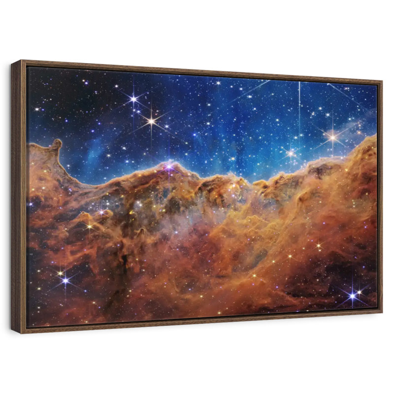 La nébuleuse Carina de James Webb, Cadre flottant en noyer, 31 po x 21 po
