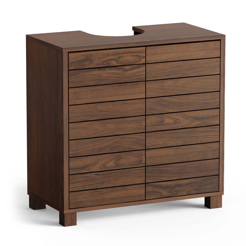 Chester 60cm Single Bathroom Vanity Base Only in Wood Effect, Dark Wood