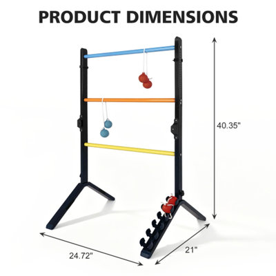 Steel Ladder Toss Game Set, 2 Pack Ladder Ball Rack with 6 Bolas, Assembly-Free Ladder Toss Includes Scorekeeper