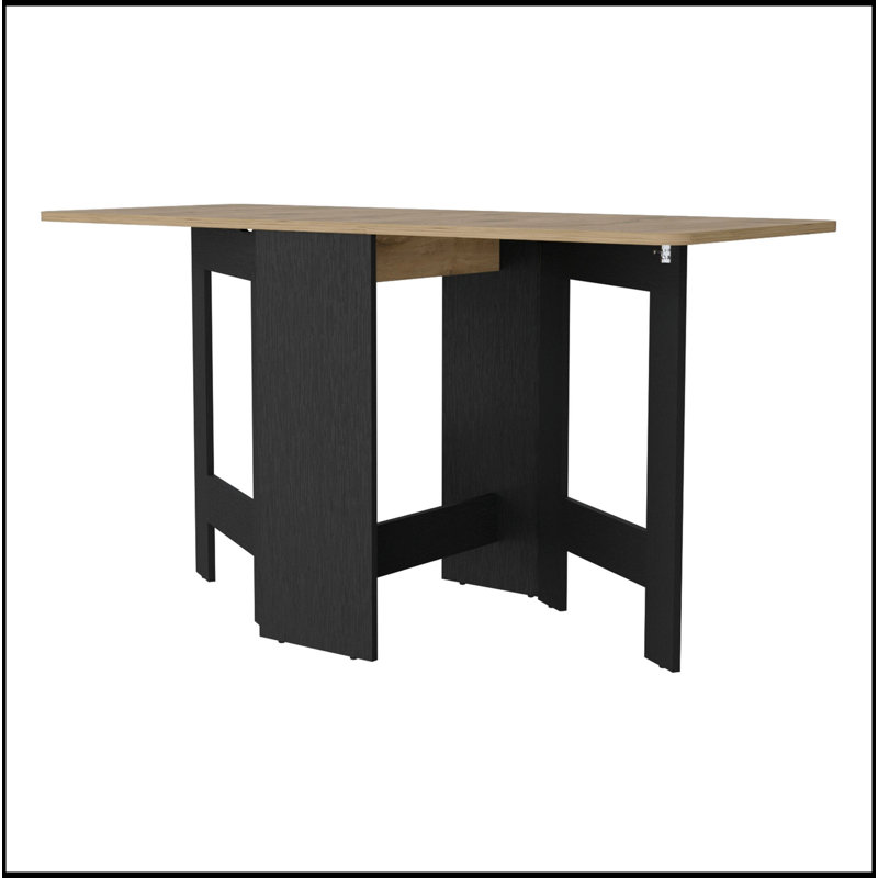 White And Macadamia Folding Dining Table, Black