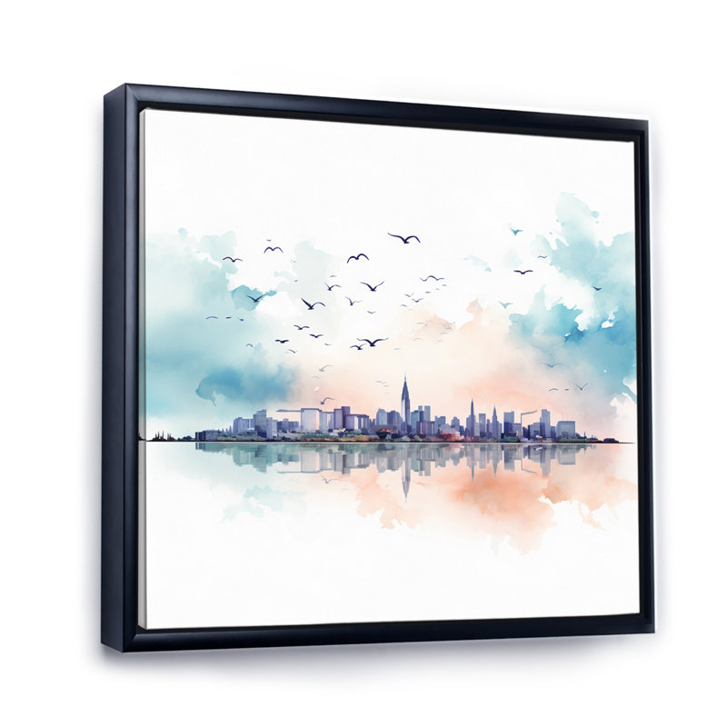 Charleston Skyline - Cityscapes Wall Decor, Cadre flottant noir, H 30 po x l 30 po x P 1 po