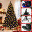 Sapin de Noël artificiel noir de 1,80 m (6 pi) préilluminé, en épinette articulée, avec 280 lumières DEL à couleurs changeantes et 11 modes d'éclairage pour la décoration de la maison et du bureau pendant les fêtes.