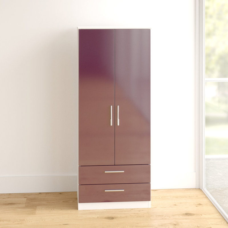Yvette 2 Door Manufactured Wood Wardrobe, Black