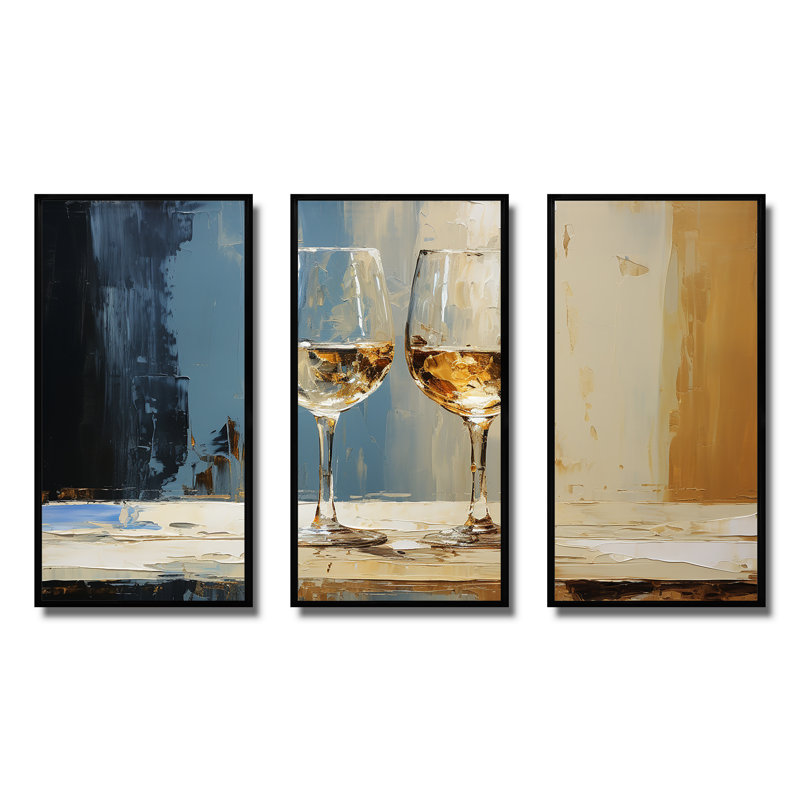 Essence de champagne blanc et bleu - Champagne, art mural, H 40 po x l 60 po x P 1 po, Cadre flottant noir