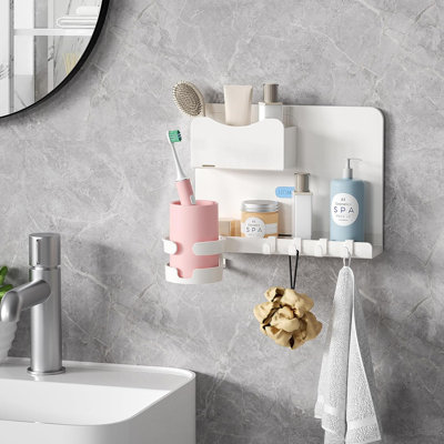 White Floating Bedside Storage Shelf