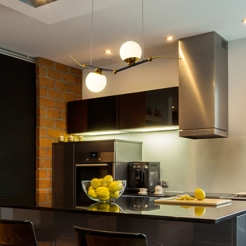 Chianti 43-in Height Adjustable ETL Certified Integrated LED Linear Chandelier with 2 Glass Shades
