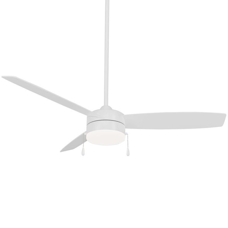 54" 3 - Blade LED Smart Standard Ceiling Fan with Pull Chain and Light Kit Included, White