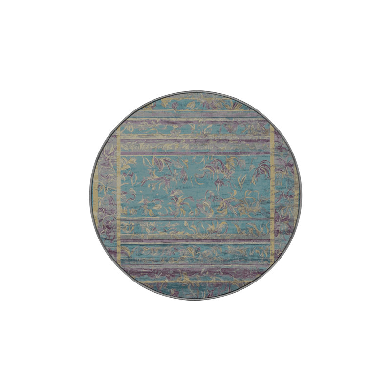 Machine Washable Gray Area Rug, Round 4'