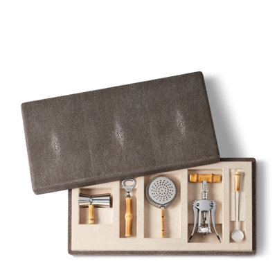 Shagreen Bamboo Bar Set, Chocolate