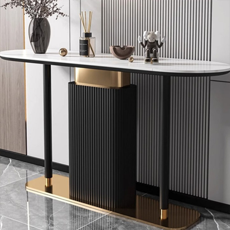 Console sophistiquée et tendance, H 33,46 po x l 63 po x P 13,78 po, Noir et or