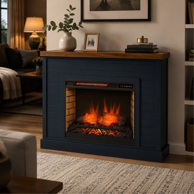 48 Inch Fireplace with Mantel, Freestanding Heater for Living Room