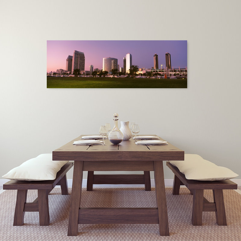 Marina Park And Skyline At Dusk San Diego California USA by Greg Probst - Wrapped Canvas Panoramic Print