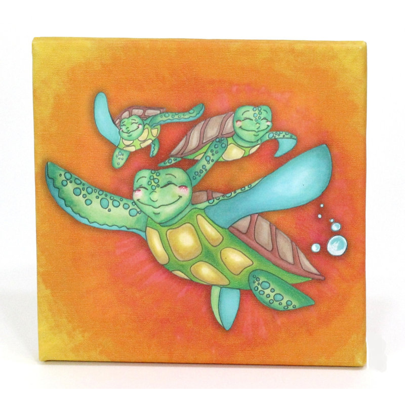 Orange Sea Turtle Journey Canvas Art for Kids
