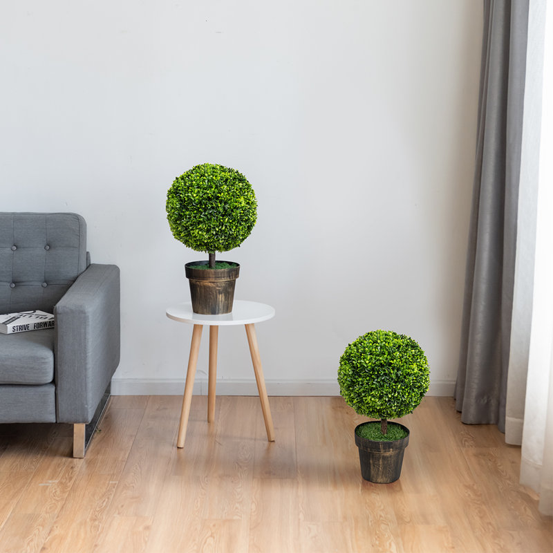 53 cm H Faux Boxwood Topiary Plant in Plastic Pot
