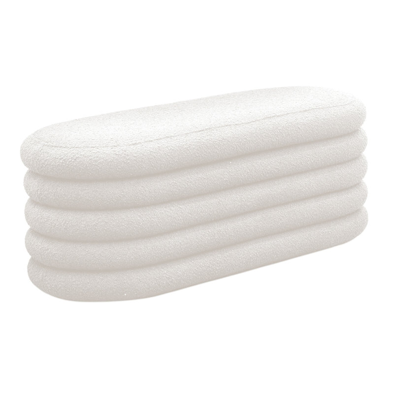 Benjermen 108cm Wide Oval Solid Colour Ottoman with Storage, White