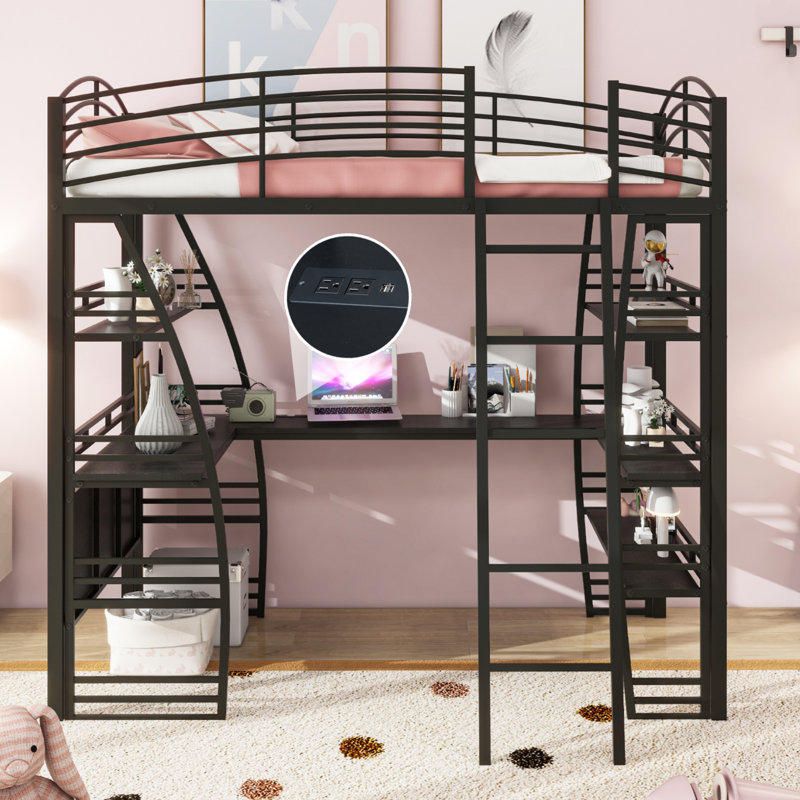 Idas Kids Loft Bed, Black, Twin