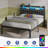 Upholstered Storage Headboard with LED Lights & Charging Station - Available in Twin, Full, Queen, King Size-1331111264-1336428287