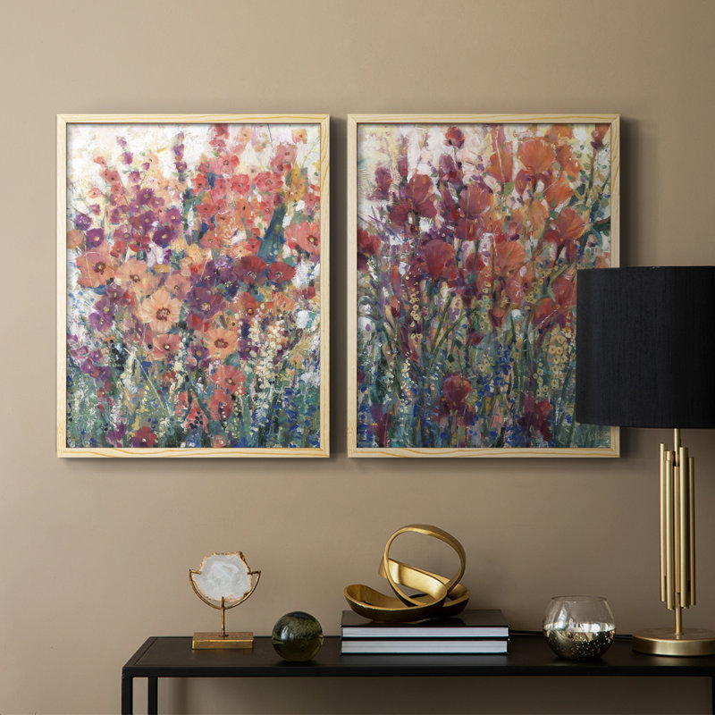 Sunlit Flowers I-Premium, reproduction encadrée - prête à être accrochée - aucun clou requis - aucun clou requis
