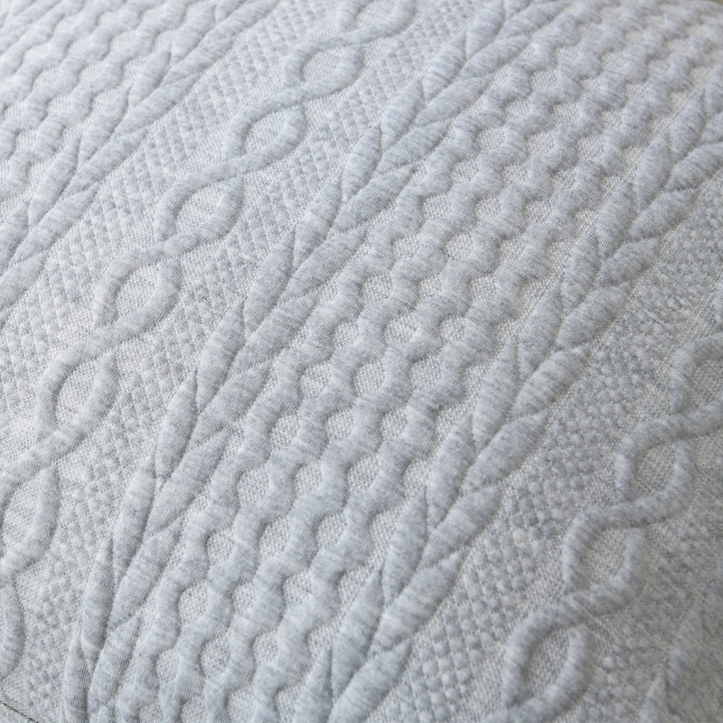 Farmhouse Knitted Modern Embossed Patterned Pillow Cover, Light Gray, 24"H x 24"W