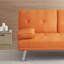 Lit double 67 po orange avec table basse pour le bureau, 3 postures réglables, revêtement en velours, pieds en métal, assemblage facile dans le salon, 2 sièges, table de bureau multifonctionnelle en mousse-189548805