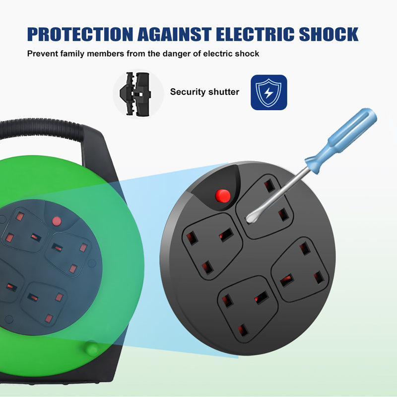 13A Four Sockets Electrical Extension Reel with Thermal Cut Out