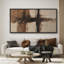 «Rustic Cross-Form Brushstroke Abstract» en brun et noir - impression sur toile encadrée de la chambre principale-709870973-709870972