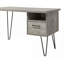 Bureaux | Bureau moderne avec tiroir de rangement & amp; Tablette | Conception peu encombrante | Gris délavé | Bois aggloméré + métal