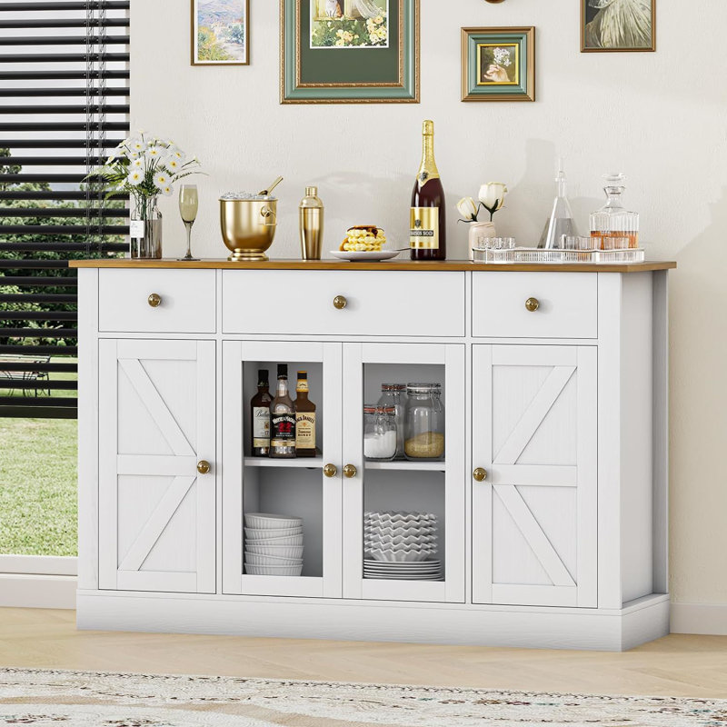 Buffet Abrianna, Blanc / brun