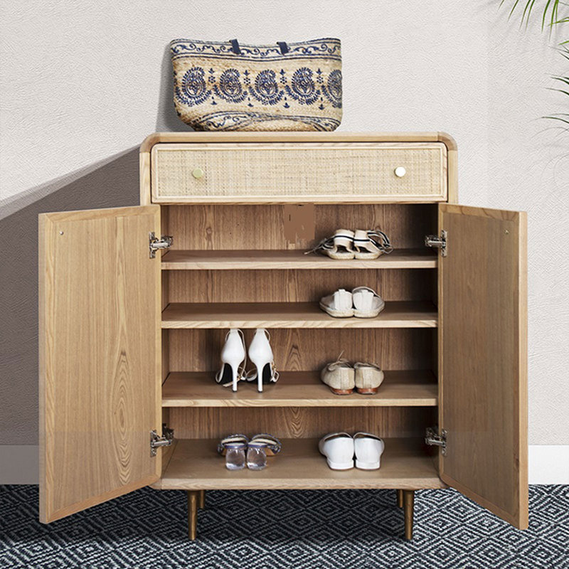 Modern Burlywood Solid wood Shoe Storage, 41.34" H x 27.56" W x 14.96" D, Burlywood