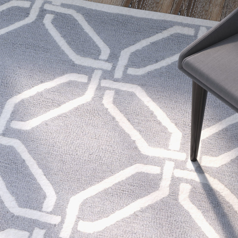 Tapis gris foncé / ivoire touffeté à la main Martins, Rectangle 4 pi x 6 pi