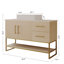 Meuble-lavabo moderne de 36 po avec lavabo vasque en céramique, meuble autoportant d'appoint doré-122947381